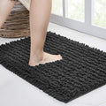 Walensee Large Bathroom Rug Non Slip Bath Mat (24x60 Inch Dark Gery) Water Absorbent Super Soft Shaggy Chenille Machine Washable Dry Extra Thick Perfect Absorbant Best Plush Carpet for Shower Floor