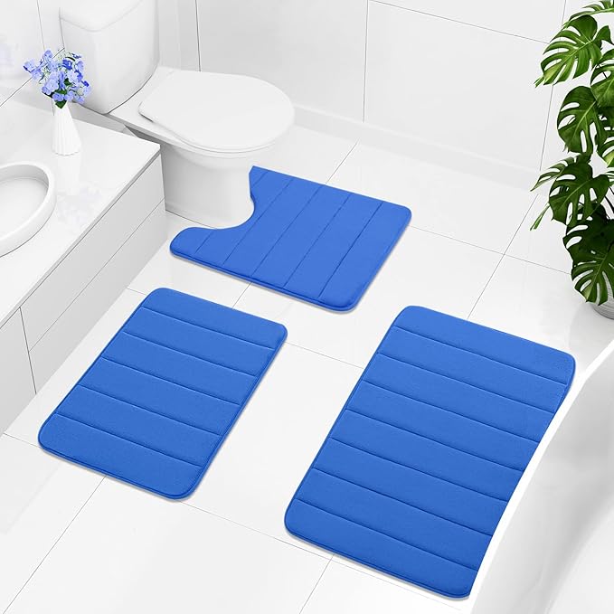 Buganda Memory Foam Bath Mat, 30" x 20", Ultra Soft and Non-Slip Bathroom Rugs, Water Absorbent and Machine Washable Bath Rug for Bathroom, Shower, and Tub, Royal Blue