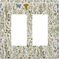 Floral Vintage Garden Plants Herbs Flower Botanical Outlet Covers Double Rocker Light Switch Covers Decorative Mustard Green 2 Gang Gfci Wall Plate Electrical Receptacle Switchplate Home Decor