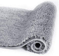Walensee Bath Rug - Non Slip Microfiber Shaggy Bath Mat (20 x 32, Grey) Absorbent Soft Plush Machine Washable Thick Shower Mat