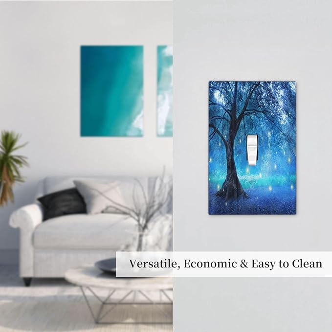Light Switch Cover Fantasy Fairy Tree In Mystic Forest 1 Gang Wall Plate Cover Single Toggle Outlet Covers Decorative Switchplate Electrical Faceplate for Bathroom Bedroom Decor