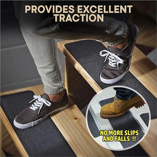 Anti Slip Tape 6” X 24” (15-Pack) - Stair Treads for Stairs, Grip Tape for Indoor and Outdoor, Non Skid Tread for Wooden Steps, Concrete Steps, Etc. (Works on All Surfaces & Weather)