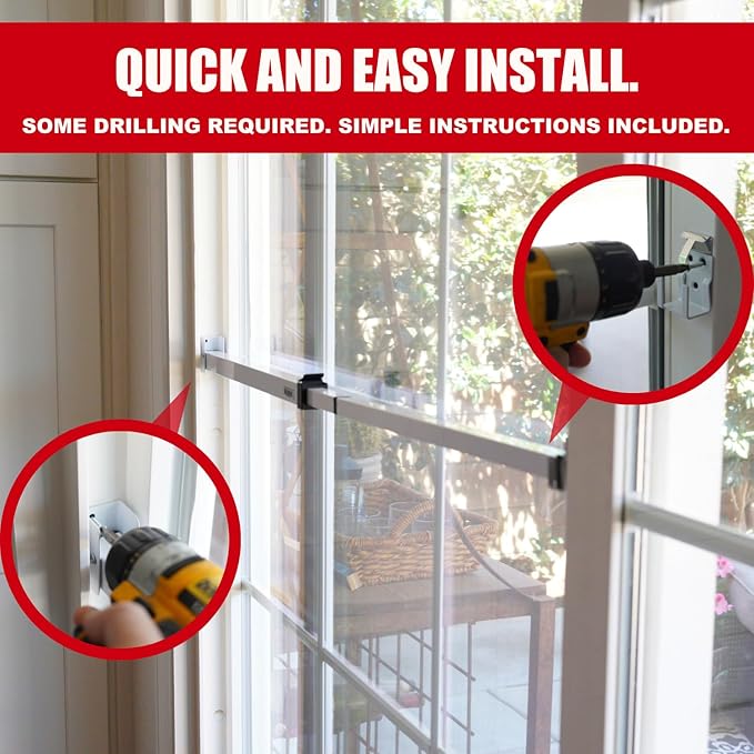 SECURITYMAN Sliding Door Security Bar-Child Proof Sliding Door Lock Bar with Anti Lift Lock - Fits Most Doors & Windows - Adjustable Patio Door Security Bar (18.75"- 51.1") - White