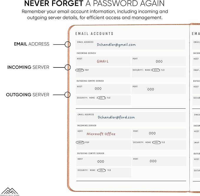 PRODUCTIVITY STORE Best Password Book with Alphabetical Tabs | Password Book, Organizer & Notebook | Password Keeper to Keep Website Logins & Passwords Safe | Navy Blue | Medium 5x8