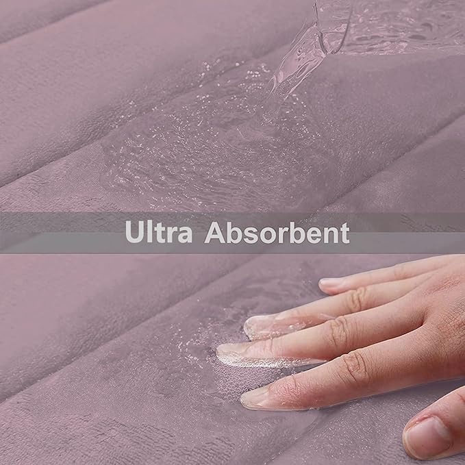 Buganda Memory Foam Bath Mat, 70" x 24", Ultra Soft and Non-Slip Bathroom Rugs, Water Absorbent and Machine Washable Bath Rug Runner for Bathroom, Shower, and Tub, Mauve