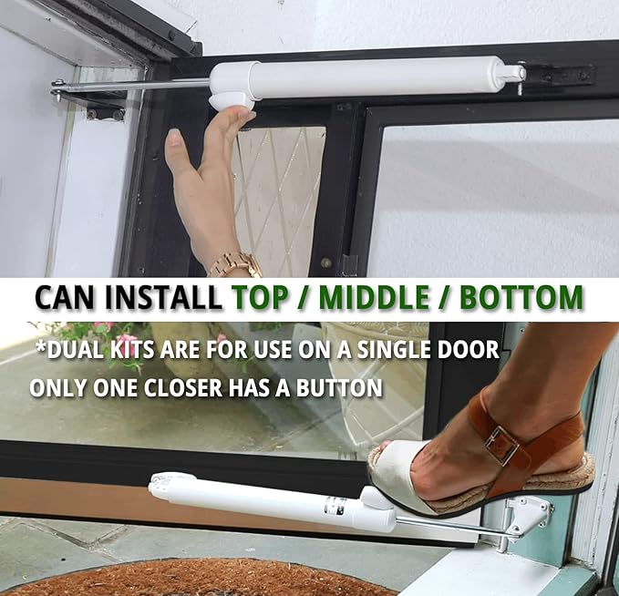 Touch 'n Hold Smooth Dual Door Closer System (Almond) – Heavy-Duty - Touch-Button Hold Open Feature & Smooth Closing Motion - Storm & Security Door (Medium/Heavy Weight). New Door/Replace Old Unit