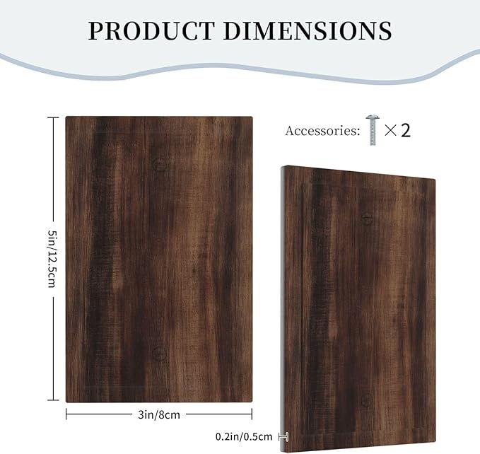 Decorative Light Switch Cover Plate Rustic Farmhouse Brown Wood Barn Door 1 Gang No Device Single Blank Outlet Covers Wall Plate Switch Plate Covers for Bathroom Decor