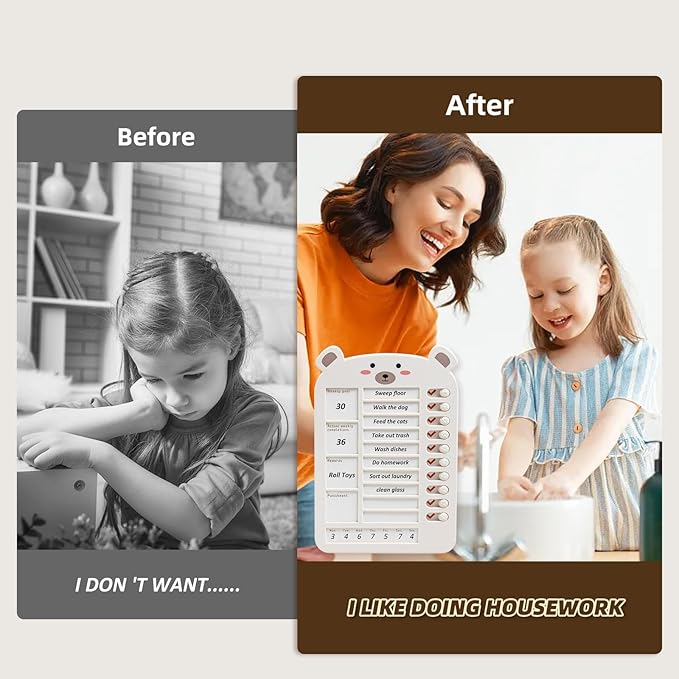 Weekly Chore Chart for Kids Dry Erase Chore Board,Behavior Chore Chart for Multiple Kids, Cute Visual for Kids Schedule Board for Home, Kids Checklist to Do List ADHD Tools (Weekly Plan, 1)