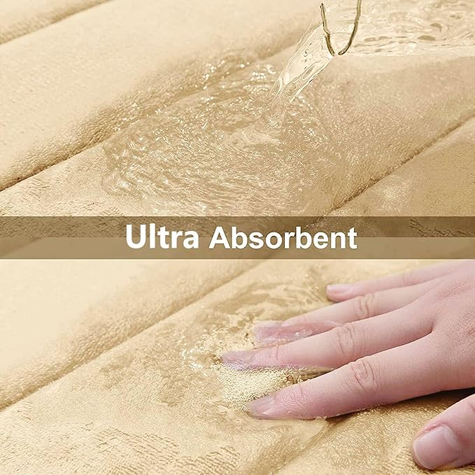 Buganda Memory Foam Bath Mat, 47" x 20", Ultra Soft and Non-Slip Bathroom Rugs, Water Absorbent and Machine Washable Bath Rug Runner for Bathroom, Shower, and Tub, Gold
