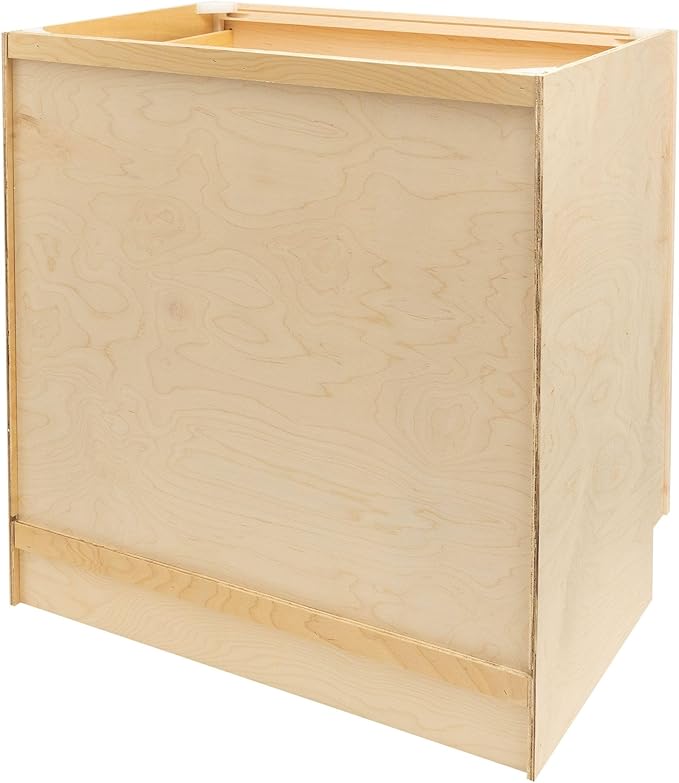 Quicklock RTA (Ready-to-Assemble) | Base Kitchen Cabinets - Shaker Style | Made in America (Raw Maple, 27" Wx34.5 Hx24 D Base)