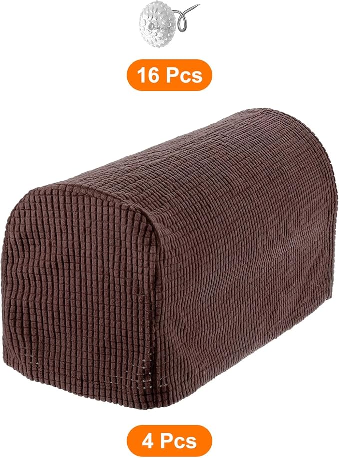 uxcell Stretch Armrest Covers Armchair Anti-Slip for Chairs Sofas Couch Arm Covers Recliner Sofa Dark Brown 4 Pcs