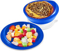 Hushee Adaptive Spill Proof Scoop Bowl and Plate Set with Suction Base Non Skid Self Feed Dinnerware for Elderly Disabled Handicapped from Parkinsons, Dementia, Stroke, Tremor(1 Set,Blue)