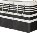 2 Pack Laundry Baskets 75L Large, Waterproof Freestanding Collapsible Laundry Hamper with Reinforced Handles, Black Clothes Hamper for Dorm, Bathroom, Bedroom, Laundry Room