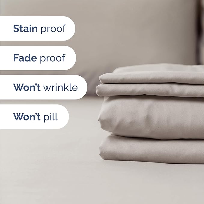 Twin 4 Piece Sheet Set - Cooling & Breathable Bed Sheets - Hotel Luxury Bed Sheets for Women, Men, Kids & Teens - Bedding with Deep Pockets & Easy Fit - Soft and Wrinkle Free - Twin Light Grey Sheets