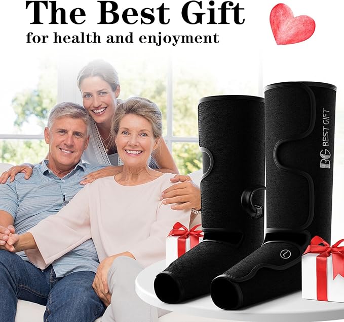 Gifts for Dad Mom Men Women Christmas Mothers Day, Fathers Day, Air Compression Massager with Heat for Foot, Leg, Calf, Thigh, Knee, Helpful for Vericose Veins, Muscle Fatigue, Cramps, Swelling, Edema