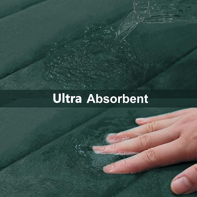 Buganda Memory Foam Bath Mat, 47" x 20", Ultra Soft and Non-Slip Bathroom Rugs, Water Absorbent and Machine Washable Bath Rug Runner for Bathroom, Shower, and Tub, Dark Green