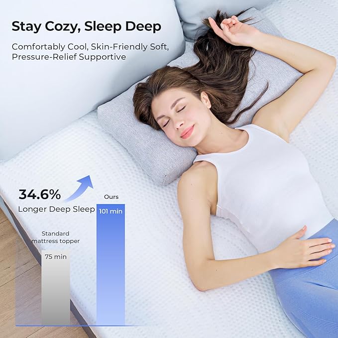 Cooling Mattress Topper Full Size 2 Inch, Cooling Gel & Bamboo Charcoal Memory Foam Mattress Topper for Back Pain Relief, Firm Dual-Layer Foam Bed Pad with Removable Cover
