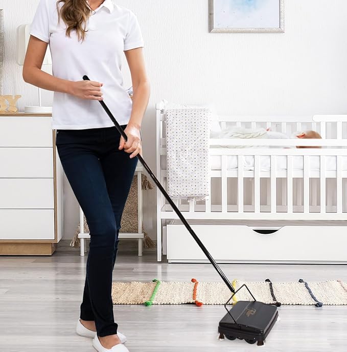 Fuller Brush 17033 Electrostatic Carpet & Floor Sweeper - 9" Cleaning Path - Lightweight - Ideal for Crumby Messes - Works On Carpets & Hard Floor Surfaces - Blue