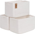 Woven Storage Baskets, White Baskets for Organizing, 3 Pack Woven Basket for Storage, Storage Baskets for Shelf, Towel, Toy, Book, Closet, Baby 15"×10"×9"