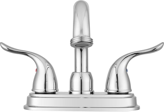 Pacific Bay Treviso Utility Laundry Sink Faucet - Threaded Brass Spout Hose End, Swivel Spout, 2-Handle Levers, Centerset (Chrome Plated)