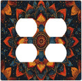 Colorful Oriental Floral Blooming Mandala Flower Outlet Covers 2-Gang Duplex Light Switch Covers Decorative Gfci Wall Plate Covers Electrical Receptacle Switchplate Plug Faceplate Bathroom