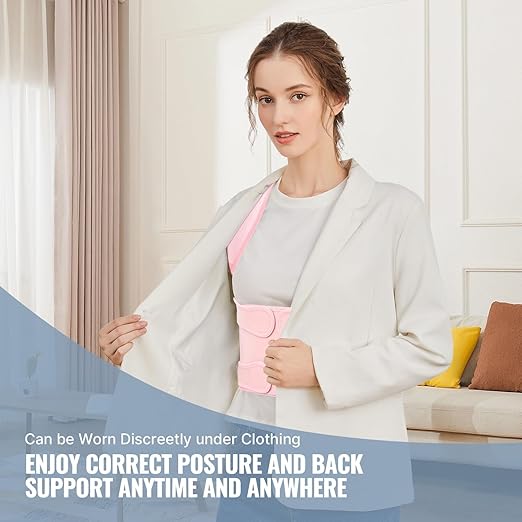 Posture Corrector for Women and Men, Adjustable Back Brace with Full Back Support, Shoulder Straightener for Spine Alignment, Kyphosis, Hunchback, Scoliosis, Lumbar, Spine, Pink (Large)