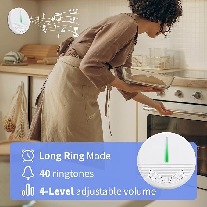 Wireless Bed Alarm and Fall Prevention Caregiver Pager Motion Sensor Alarm Indoor Fall Detection Alert Devices for Elderly/Dementia/Kid Monitoring with 1 Detector&1 Plug-in Receiver&1 Call Button