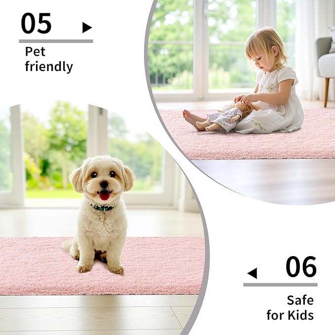 Bathroom Runner Rug 24x59 Pink Non Slip Fluffy Long Bath Mat for Bathroom Floor Washable Plush Luxury Bath Rug for Tub Absorbent Shower Sink Mat Bedside Rug