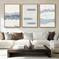 IARTTOP Large Blue Abstract Framed Canvas Wall Art 16x24 Inch Neutral Modern Art Prints Minimalist boho Artworks for Living Room Bedroom Office Set of 3