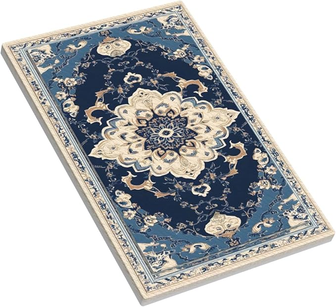 Decorative Light Switch Cover Plate Boho Beige Navy Blue Medallion 1 Gang No Device Single Blank Outlet Covers Wall Plate Switch Plate Covers for Country Bathroom Bedroom Decor