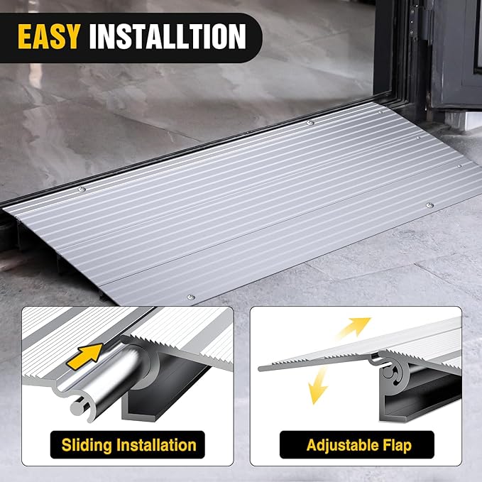 Nilight Door Threshold Ramp, 3" Rise Portable Aluminum Wheelchair Door Entry Ramps for Doorways Stairs Home Steps