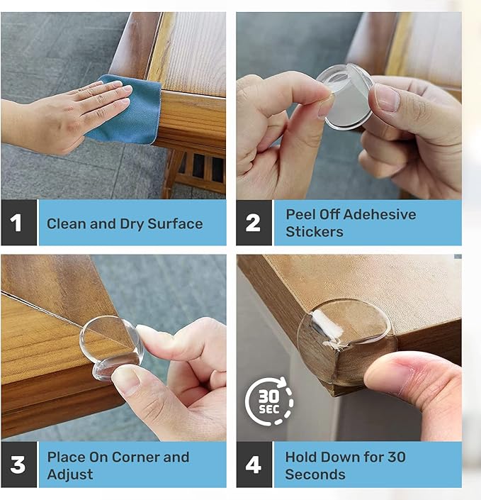 Table Corner Protectors for Baby, Clear Furniture Corner Guards & Edge Safety Bumpers, Round Baby Proof Bumper, Table Edges & Sharp Corners Baby Proofing (12 Pack)