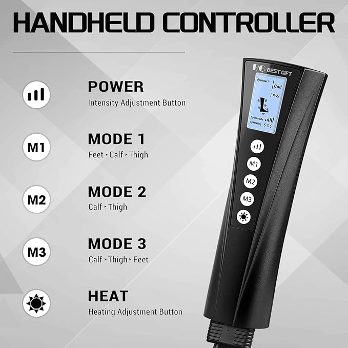 Christmas Gifts for Men Women Dad Mom, Mother's Day, Father's Day, Air Compression Massager with Heat for Foot, Leg, Calf, Thigh, Knee, Helpful for Varicose Veins,Muscle Fatigue, Cramps Swelling Edema