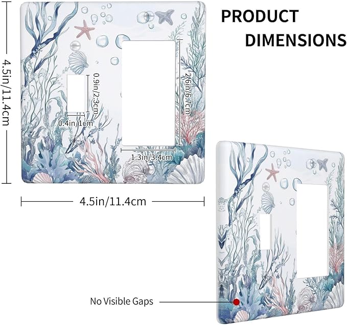 Outlet Covers Ocean Coral Seahorse Seashell Starfish 1 Toggle 1 Rocker Combination Decorative Wall Plate Electrical Switch Plates Light Switch Cover Plate For Bathroom Home Decor
