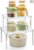 Acrylic Cabinet Organizer, Set of 2 Shelf Organizer, Spice Rack Organizer for Cabinet, Desk Countertop Organizer, Stackable Shelves for Pantry Kitchen Storage and Organization