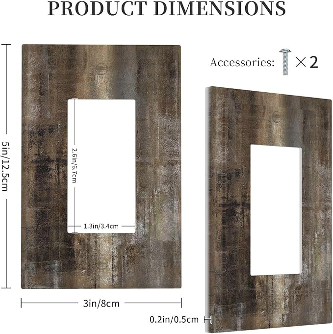 Decorative Outlet Covers Old Vintage Copper Rustic Rusty Modern Tan Brown 1 Gang Single Rocker Light Switch Cover Plate Wall Plates GFCI Faceplate for Farmhouse Cabin Decor