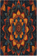 Colorful Oriental Floral Blooming Mandala Flower 1 Gang Blank Light Switch Covers Plate Decorative No Device Wall Plate Coves Electrical Switchplate Dimmer Faceplate for Bathroom Decor