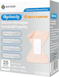 Silicone Fingertip Bandages for Sensitive Fragile Skin 1.8" x 2.4" 25 Counts Knuckle Finger Bandages Flexible Fabric Latex Free Hypoallergenic Breathable Bandage for Adhesive Allergy Wounds