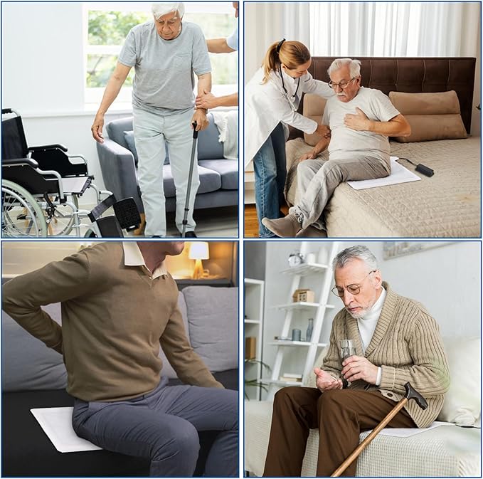 Briidea Wireless Chair Alarm for Elderly Dementia Patients, Fall Prevention Sensor with 3 Alarm Modes, Waterproof 10x15 PVC Pad, 600ft Range, Supports Multiple Pads