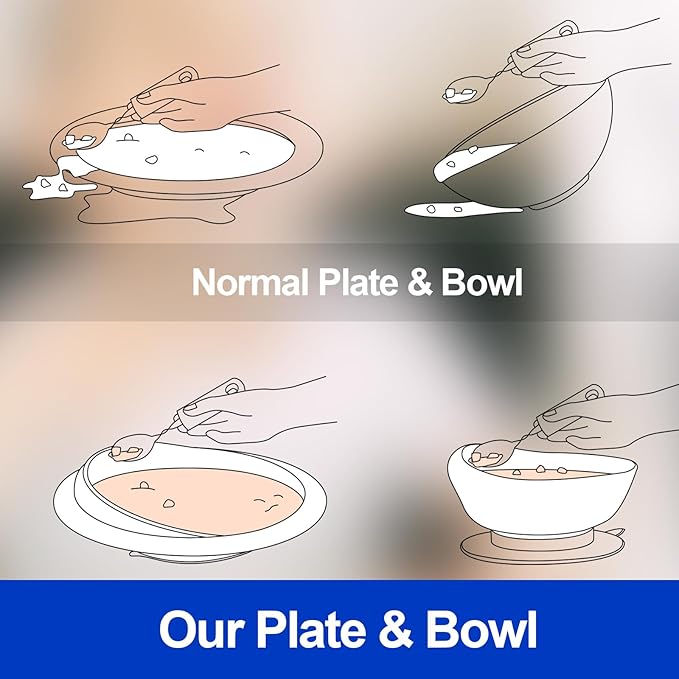 2 Sets Adaptive Utensils Bowl and Plate Set Adaptive Self Feeding Dinnerware with Suction Base Non Slip Bendable Cutlery for Elderly Disabled Hand Tremors Arthritis Parkinson(White)