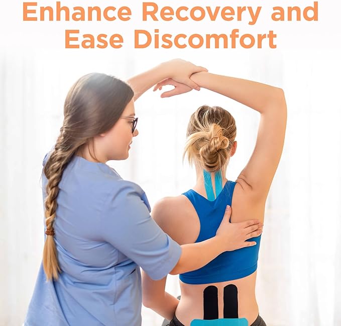 OK TAPE Regular Kinesiology Tape (3 Pack), Original Cotton Athletic Tape for Support Muscle Joint Knee, Sports Waterproof Tape Uncut Strips Latex Free, Hypoallergenic, 2in×16.4ft - Light Blue