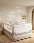 Baby Bed Rail Guard for Toddlers, Reinforced 78.7in Toddler Bed Rails for Queen, King Bed with Height Adjustable, Extral Tall Child Safety Side Railing Guards/Bedrail for Kids,White/Grey, 1 Side