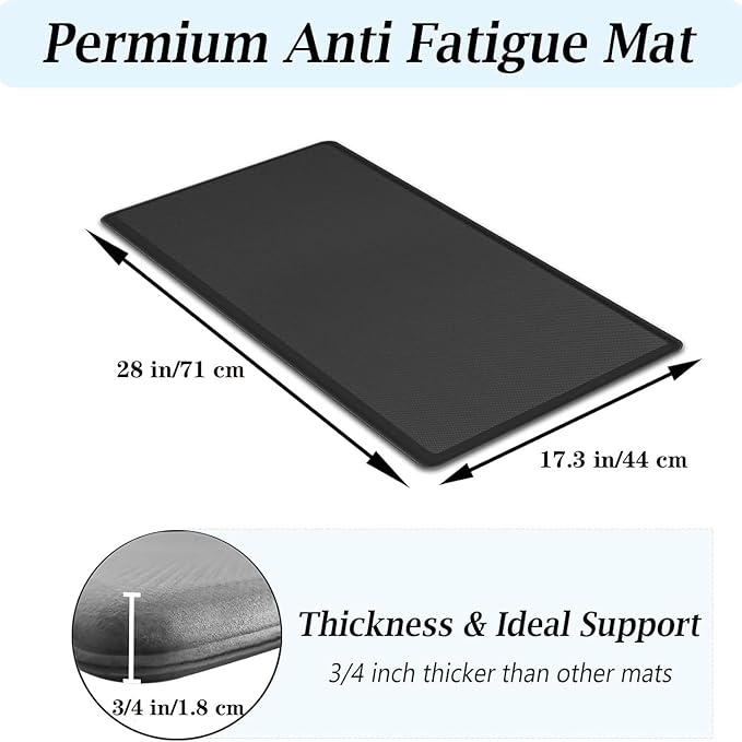 Artnice Kitchen Mats for Floor, 3/4 Inch Thick Anti Fatigue Mat, Non-Slip Standing Desk Mat, Waterproof Cushioned Kitchen Rugs for Home, Office, Sink, Laundry (17.3" x 28")