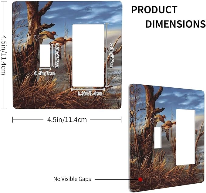Outlet Covers Hunting Flying Wild Ducks 2 Gang Toggle Rocker Combination Wall Plates Decorative Light Switch Cover Fall Lakeside Reed Wildlife Animal Mallard Receptacle Electrical Switchplate