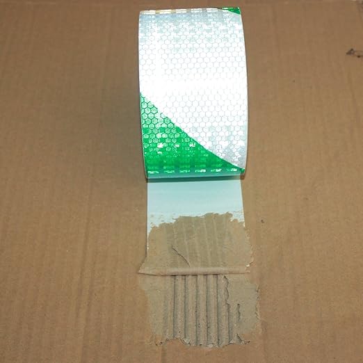 Green and White Reflective Tape Outdoor Waterproof 3 inch X 66 feet, High Visibility Hazard Conspicuity Safety Marking Tape