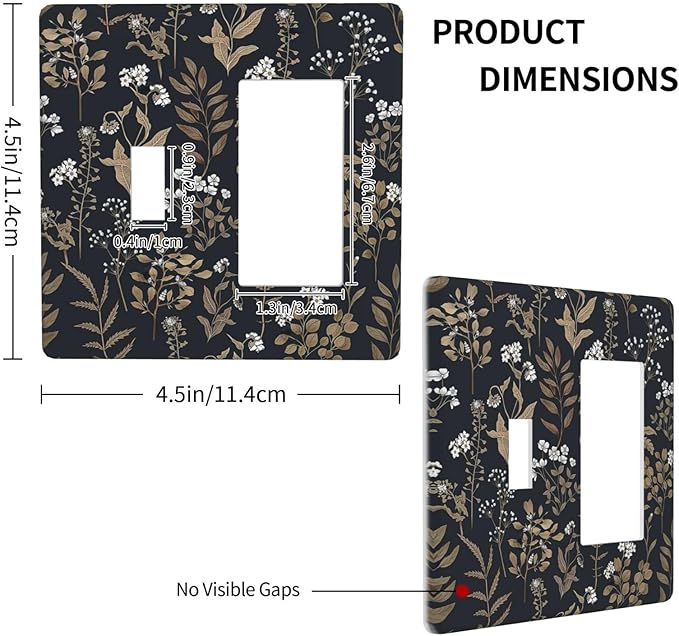 Outlet Covers Vintage Floral Wildflowers Plant 1 Toggle 1 Rocker Combination Decorative Wall Plate Electrical Switch Plates Light Switch Cover Plate for Bathroom Home Decor