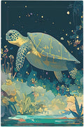 Light Switch Cover Plate Fantasy Sea World Sea Turtle Floral Plant 1 Gang No Device Blank Electrical Wall Plates Faceplate Decorative Switch Plate for Kids Room Nursery Decor