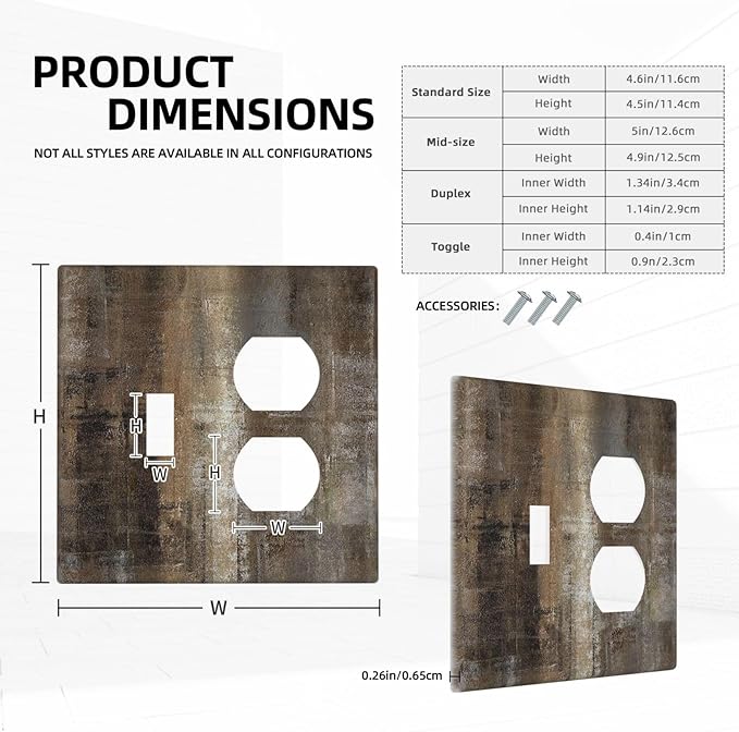 Wallplates Old Vintage Copper Rustic Rusty Modern Tan Brown 1 Toggle 1 Duplex Switch Plate Electrical GFCI Faceplate Decorative Light Switch Covers for Farmhouse Cabin Decor
