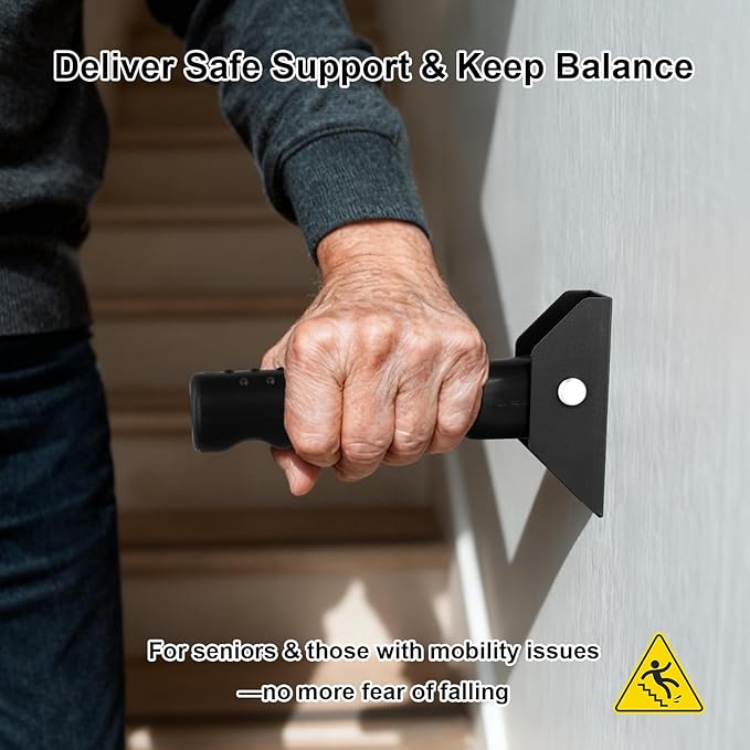 Doorway Assist Handle Flip Up Grab Bar for Seniors & Mobility-Impaired Users, Providing Support & Balance, Non-Slip 300 LBS Capacity, Small Safety Grab Handle for Steps/Stairs/Doorways