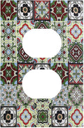 Outlet Covers Talavera Tile Decal 1 Gang Duplex Wall Plate Decorative Switch Plates Electrical Receptacle Faceplate Light Switch Cover for Bedroom Bathroom Decor